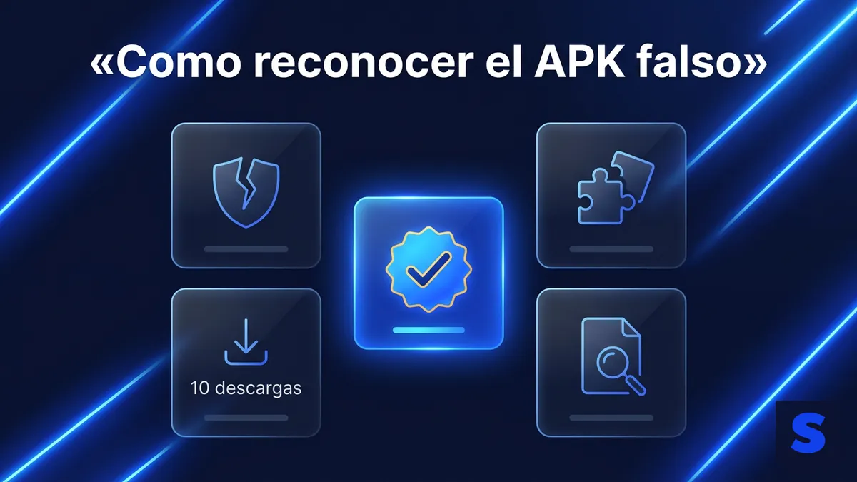 Comparacion visual entre fichas de apps falsas y la pagina oficial de descarga de Slottica en Chile