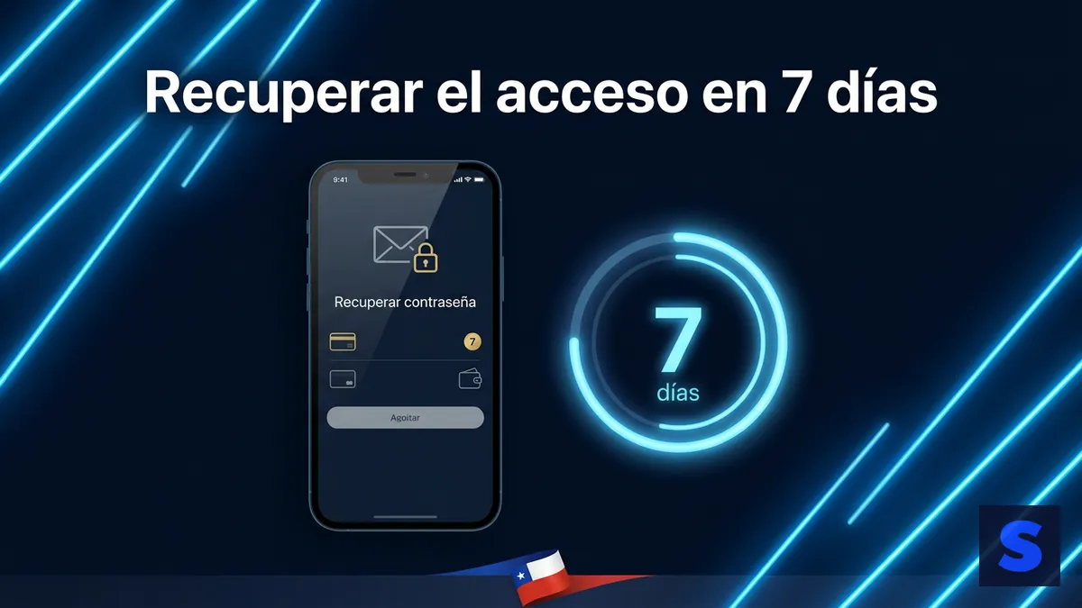 Pantalla de recuperación de contraseña de Slottica Chile con temporizador de suspensión de 7 días
