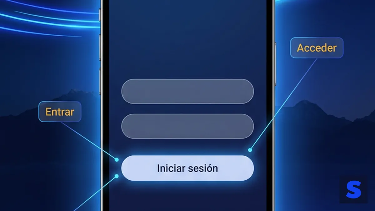 Mockup de pantalla de inicio de sesión de Slottica mostrando que iniciar sesión, entrar y login llevan al mismo lugar en Chile